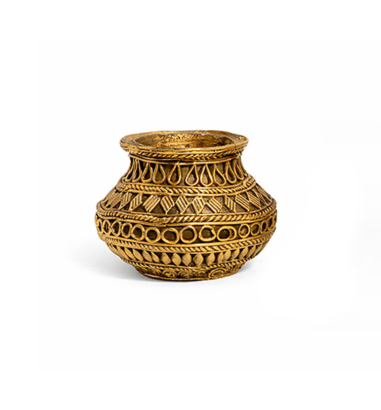 Handcrafted Brass Decorative Kalash Pot – Tribal Bhareva Craft