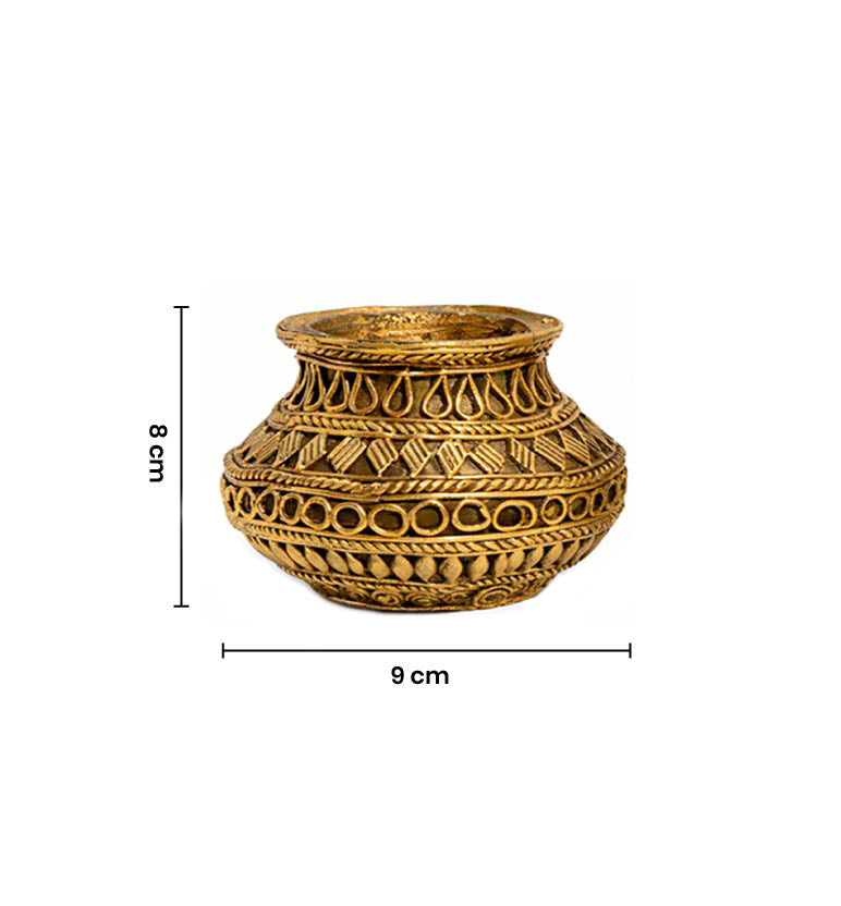 Handcrafted Brass Decorative Kalash Pot – Tribal Bhareva Craft