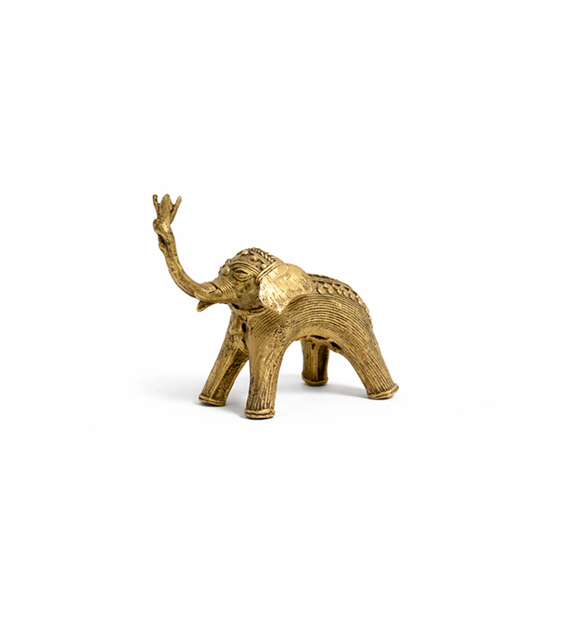Handcrafted Brass Elephant with Lotus – Small | Tribal Bhareva Craft Showpiece