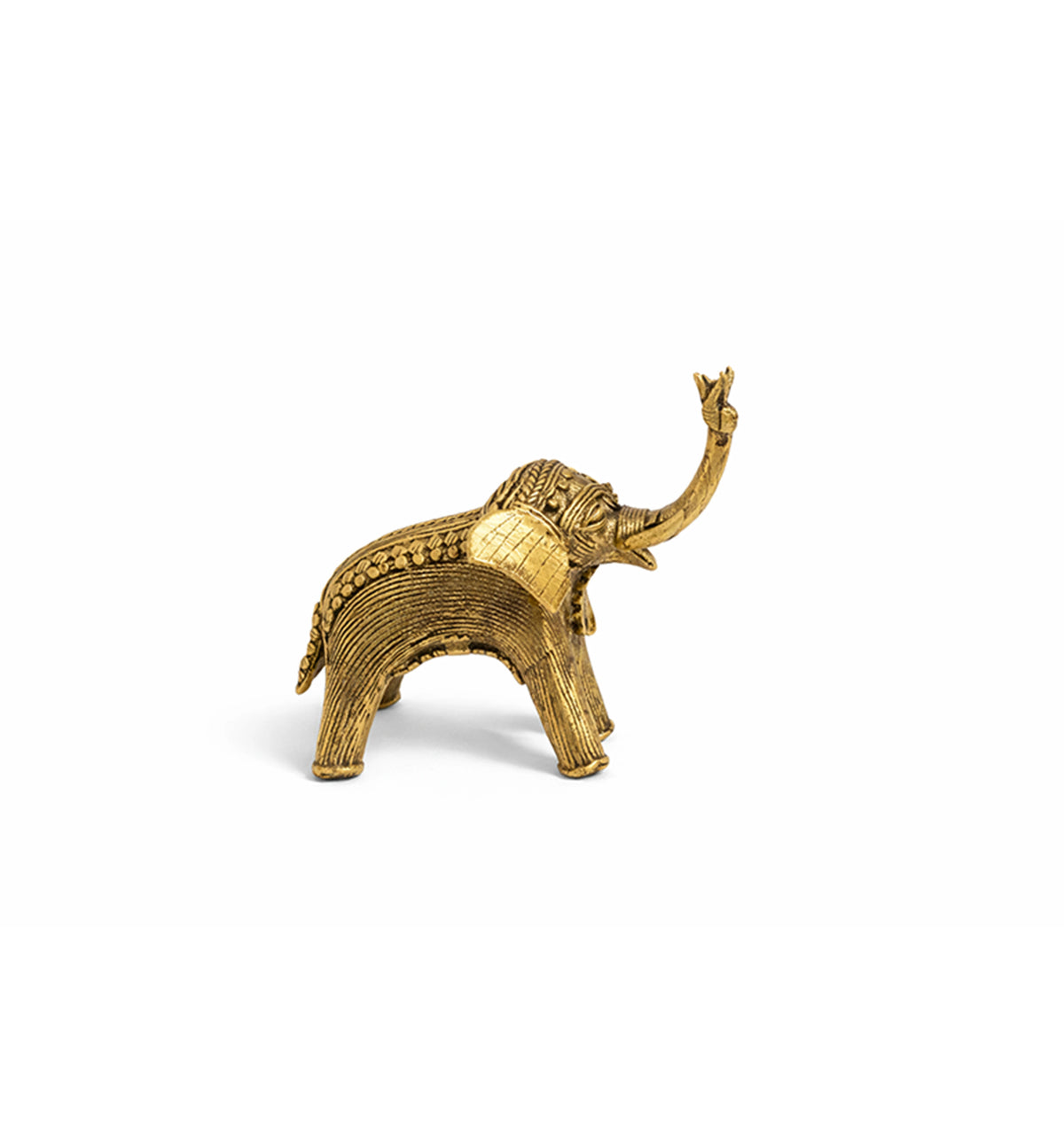 Handcrafted Brass Elephant with Lotus – Small | Tribal Bhareva Craft Showpiece