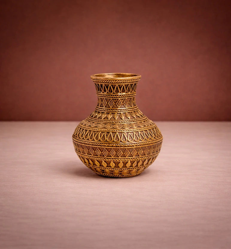 Handcrafted Bhareva Art Bell Metal Vase – Traditional Tribal Metal Craft