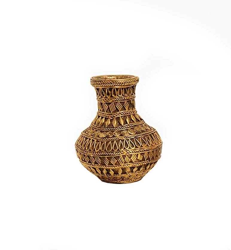 Handcrafted Bhareva Art Bell Metal Vase – Traditional Tribal Metal Craft
