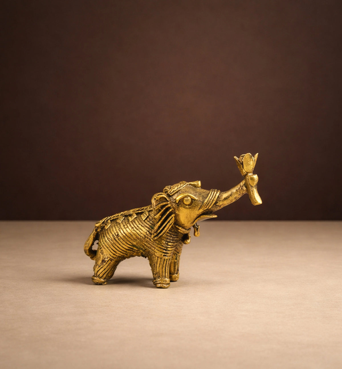 Handcrafted Brass Elephant with Lotus – Small (Decorative Tail) | Bhareva  Craft Showpiece