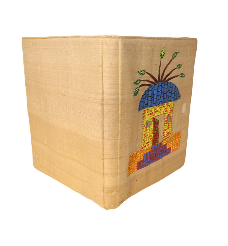 Handcrafted Folk Art Fabric File Folder – Village Hut Motif