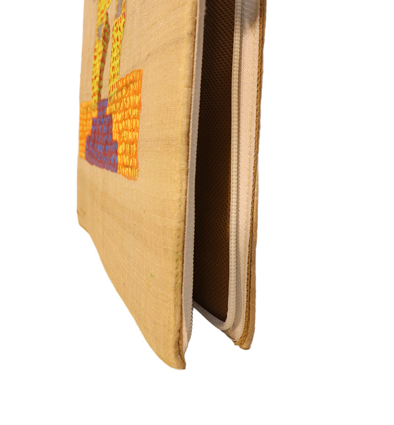 Handcrafted Folk Art Fabric File Folder – Village Hut Motif