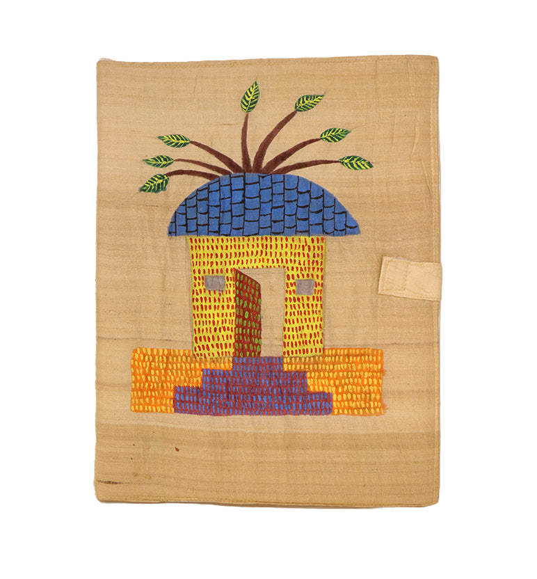 Handcrafted Folk Art Fabric File Folder – Village Hut Motif