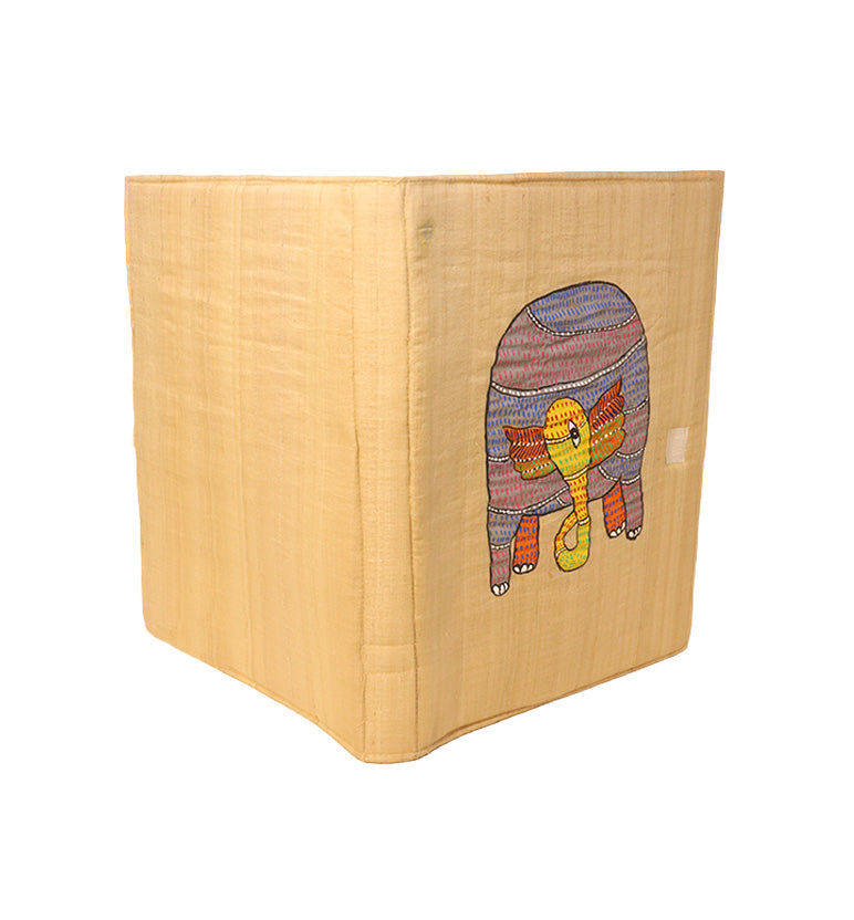 Handcrafted Elephant Folk Art Fabric File Folder – Handmade Traditional Gond Art
