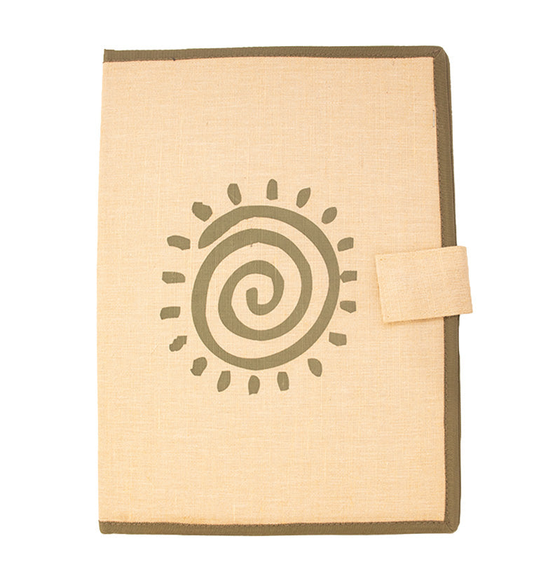 Handcrafted fabric file folder – Spiral Folk Motiif