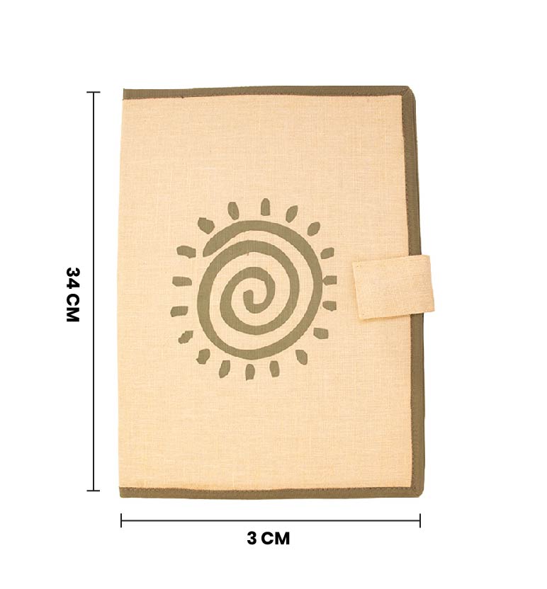 Handcrafted fabric file folder – Spiral Folk Motiif