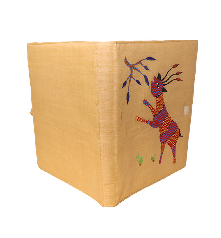 Handcrafted Gond Folk Art Fabric File Folder – Deer printed