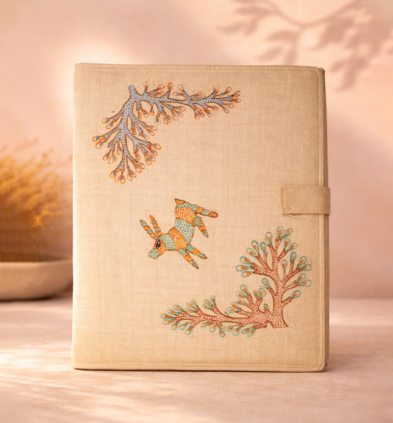 Handcrafted Gond Folk Art Fabric File Folder