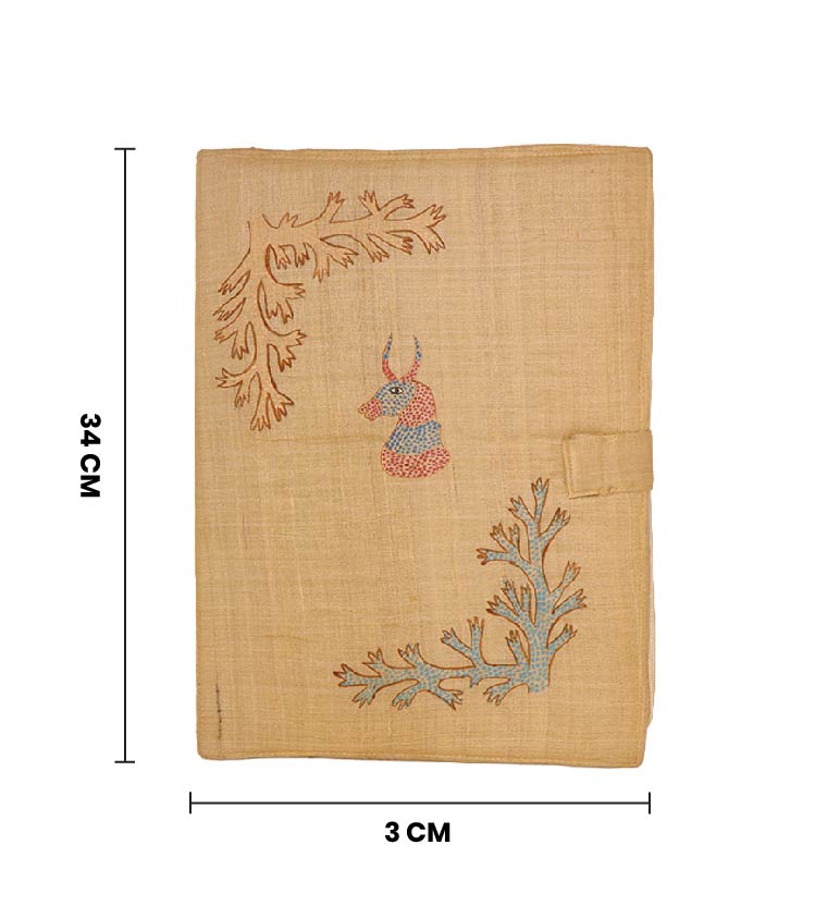 Handcrafted Traditional Gond Art Fabric File Folder –  Horse Design