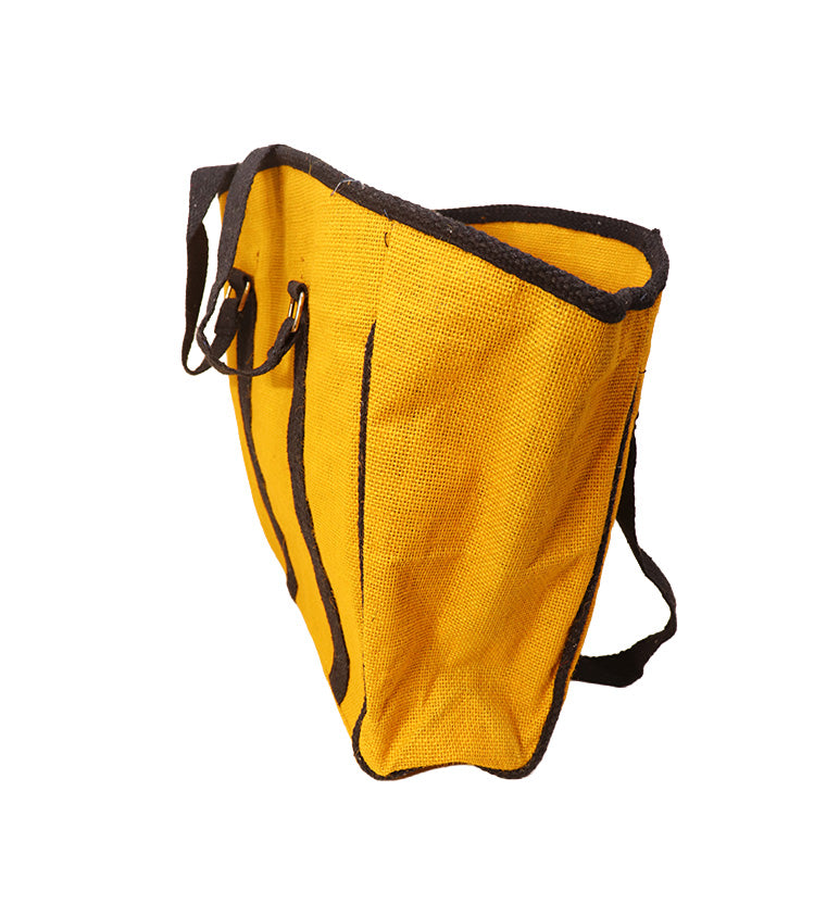 Handcrafted Natural Jute Handbag – Yellow Panel