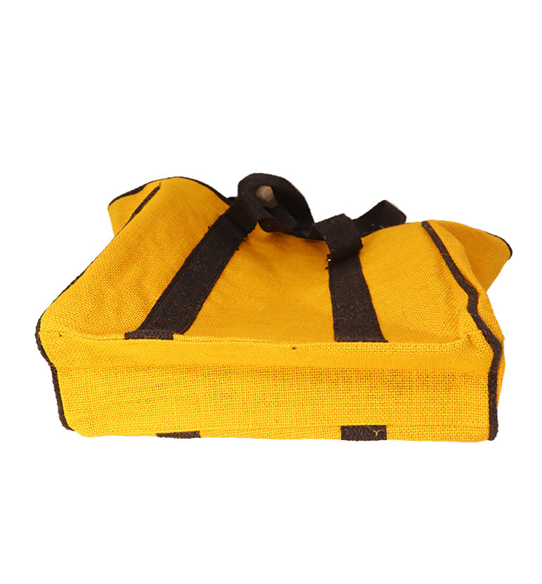 Handcrafted Natural Jute Handbag – Yellow Panel