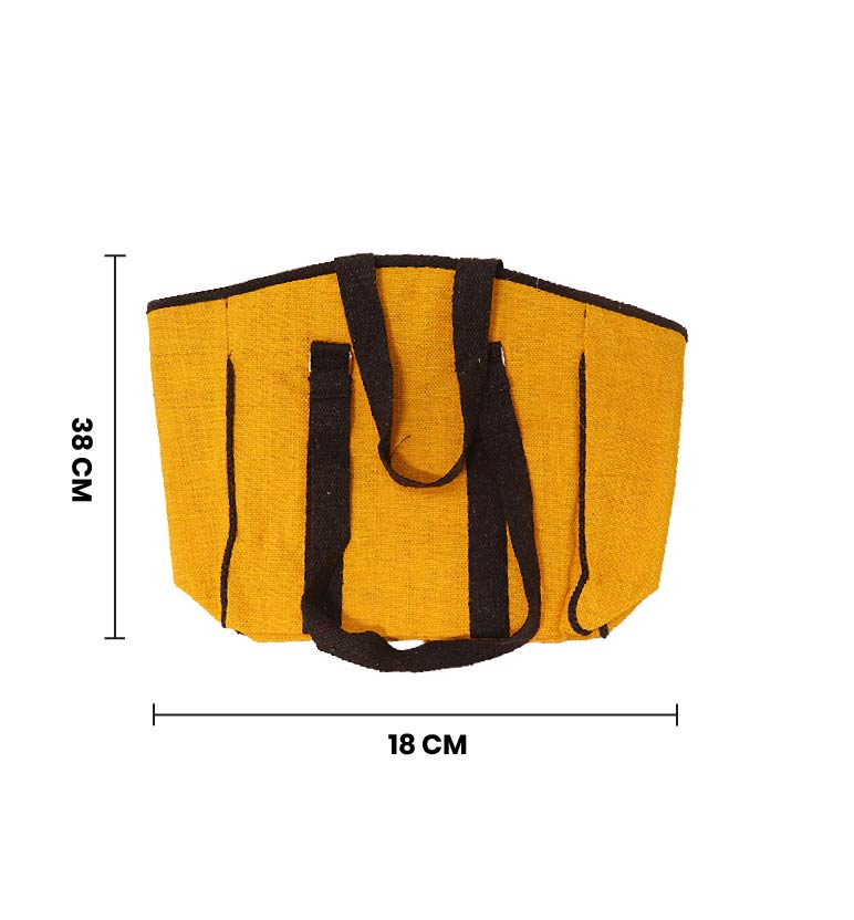 Handcrafted Natural Jute Handbag – Yellow Panel