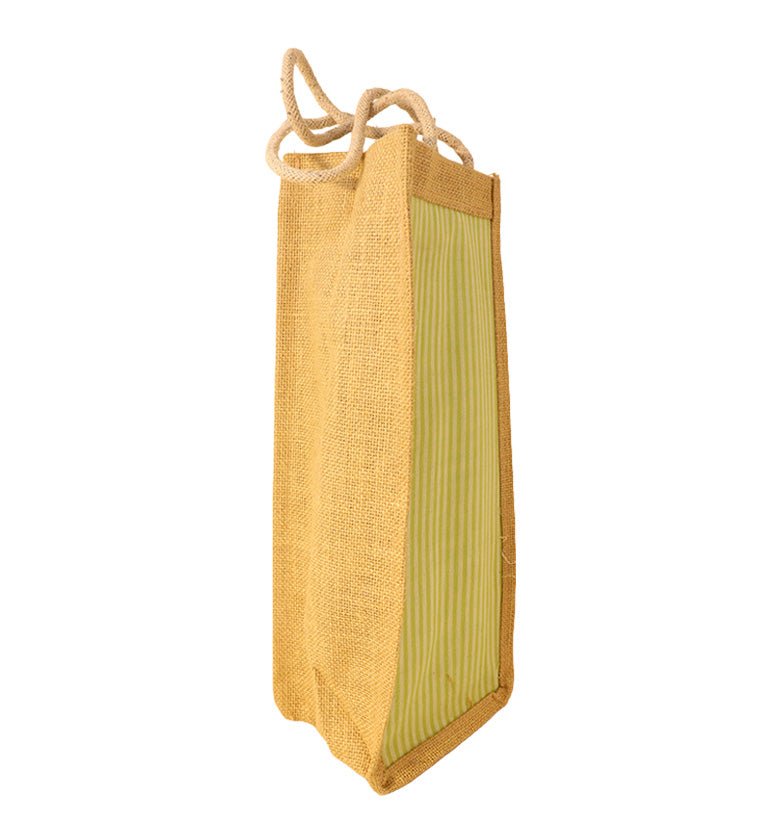 Handmade Striped Jute Bottle Bag
