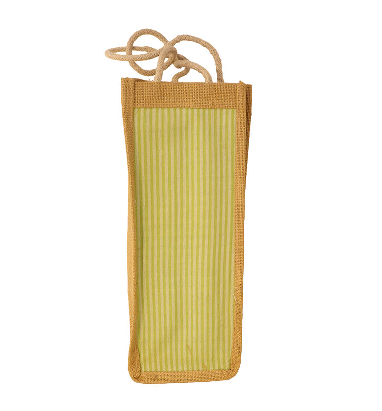 Handmade Striped Jute Bottle Bag