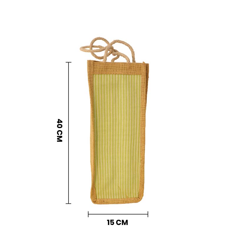 Handmade Striped Jute Bottle Bag