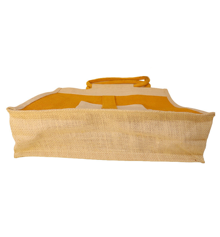 Handcrafted Natural Jute Tote Bag – Red Geometric Pattern