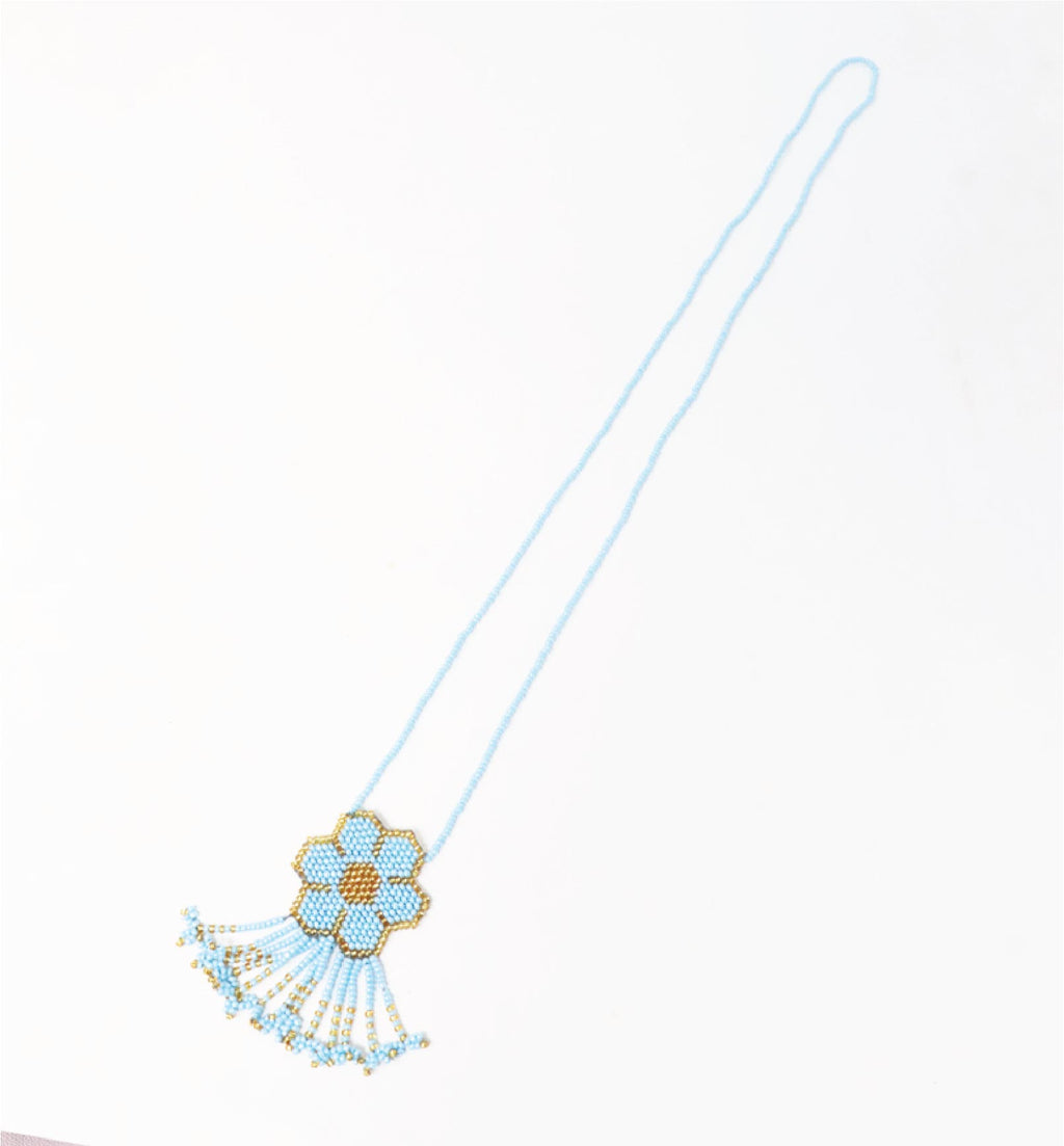 Handcrafted Beaded Flower Pendant Necklace