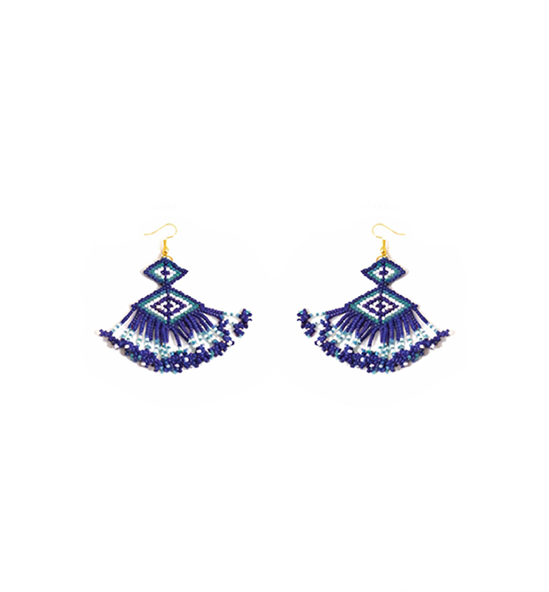 Handcrafted Geometric Beadwork Choker Necklace Set with Earrings