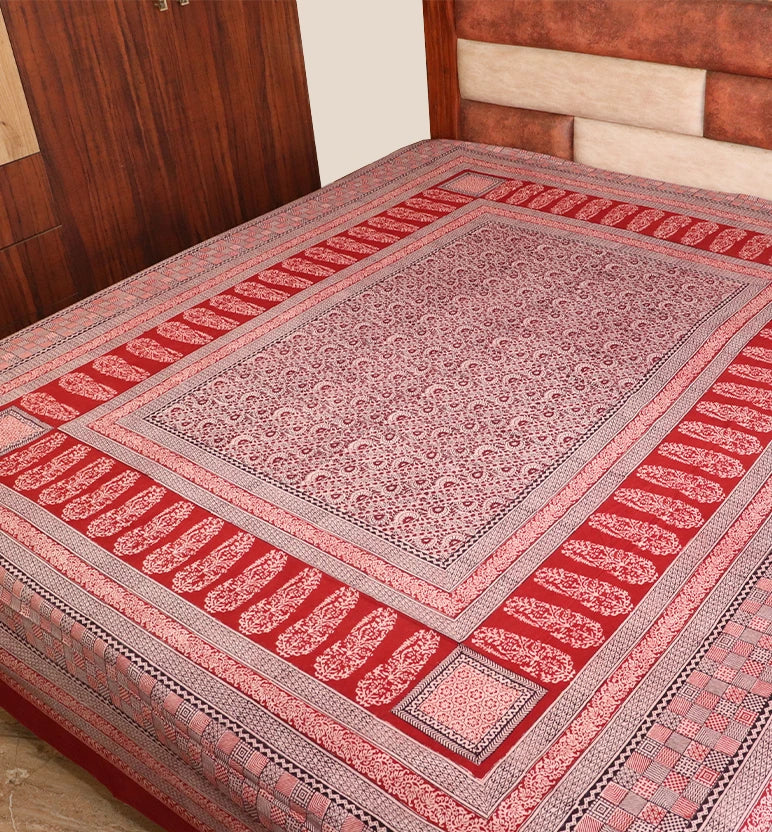Hand Block Printed Bagh Cotton Double Bed Sheet