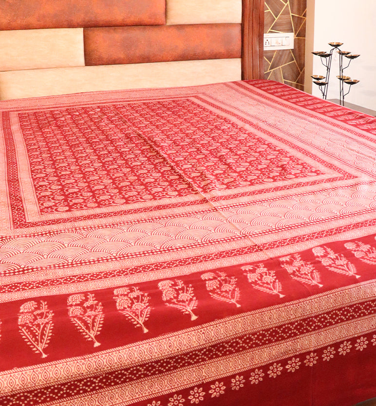 Hand Block Printed Bagh Cotton Double Bed Sheet