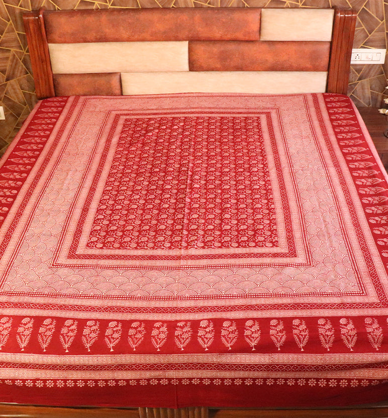 Hand Block Printed Bagh Cotton Double Bed Sheet