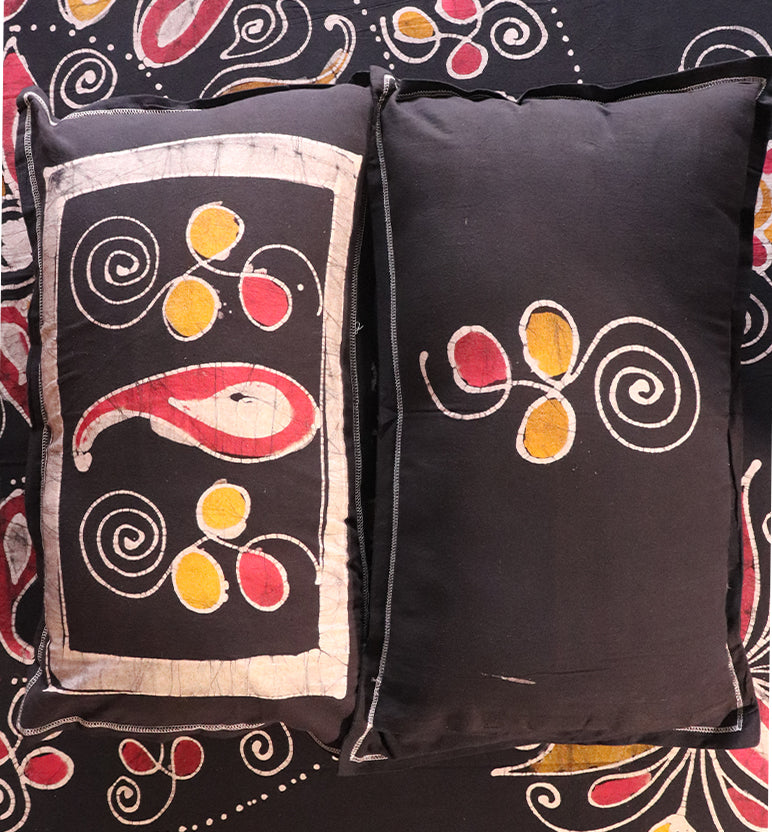 Handcrafted Batik Print Cotton Double Bed Sheet with Two Pillow Covers
