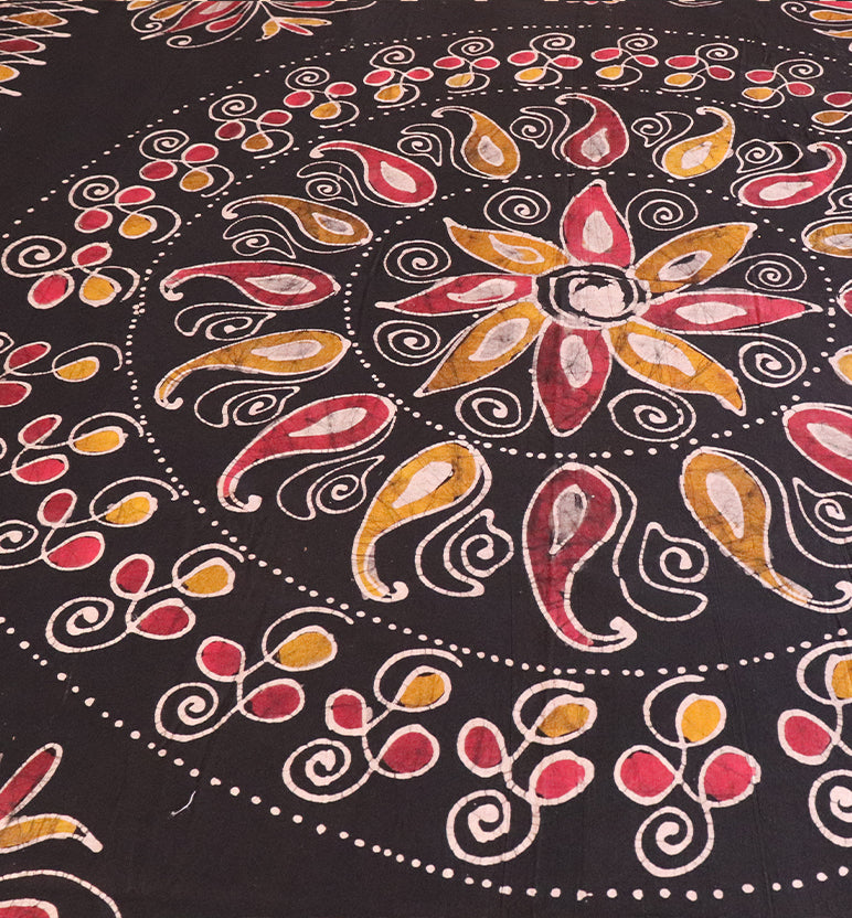 Handcrafted Batik Print Cotton Double Bed Sheet with Two Pillow Covers