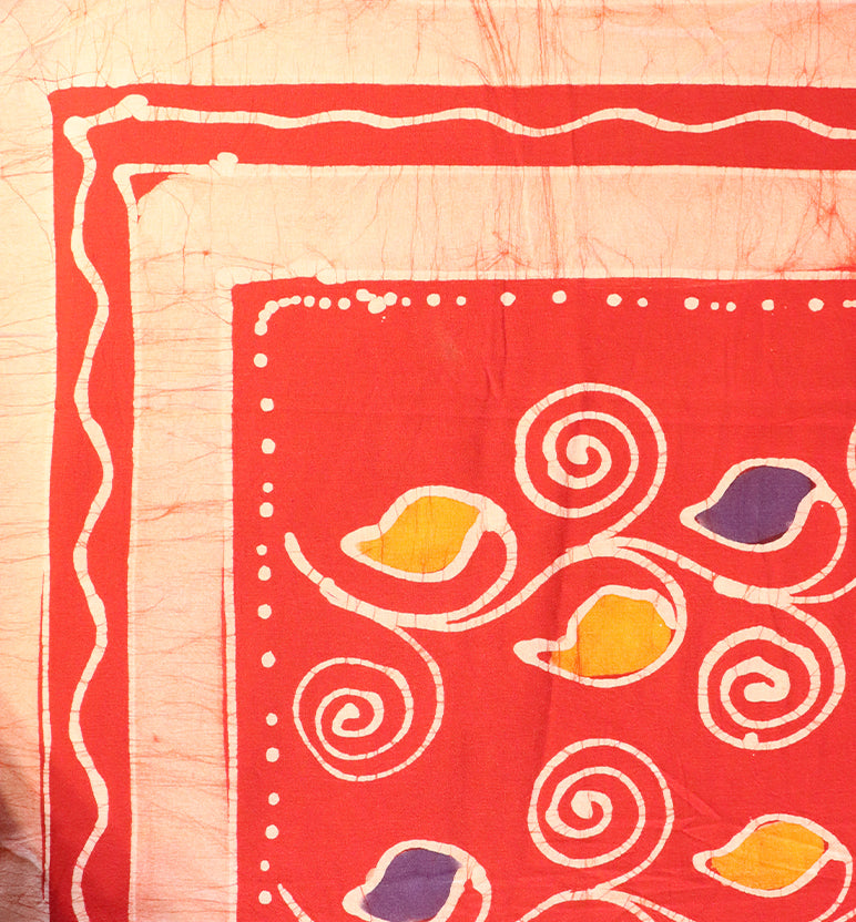 Handcrafted Batik Print Cotton Double Bed Sheet with Two Pillow Covers