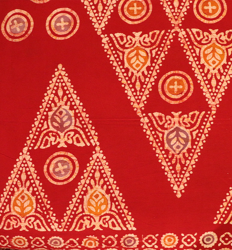 Handcrafted Batik Print Cotton Single Bed Sheet with Two Pillow Covers