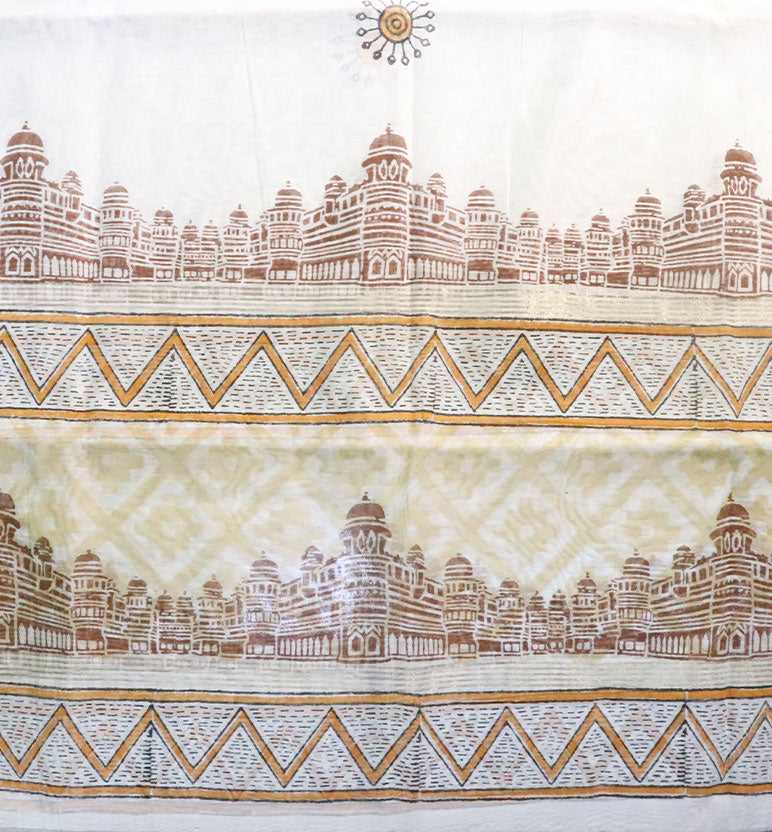 Block Printed Chanderi Stole – Heritage Motif