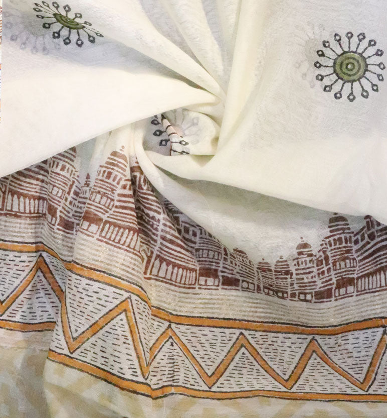 Block Printed Chanderi Stole – Heritage Motif