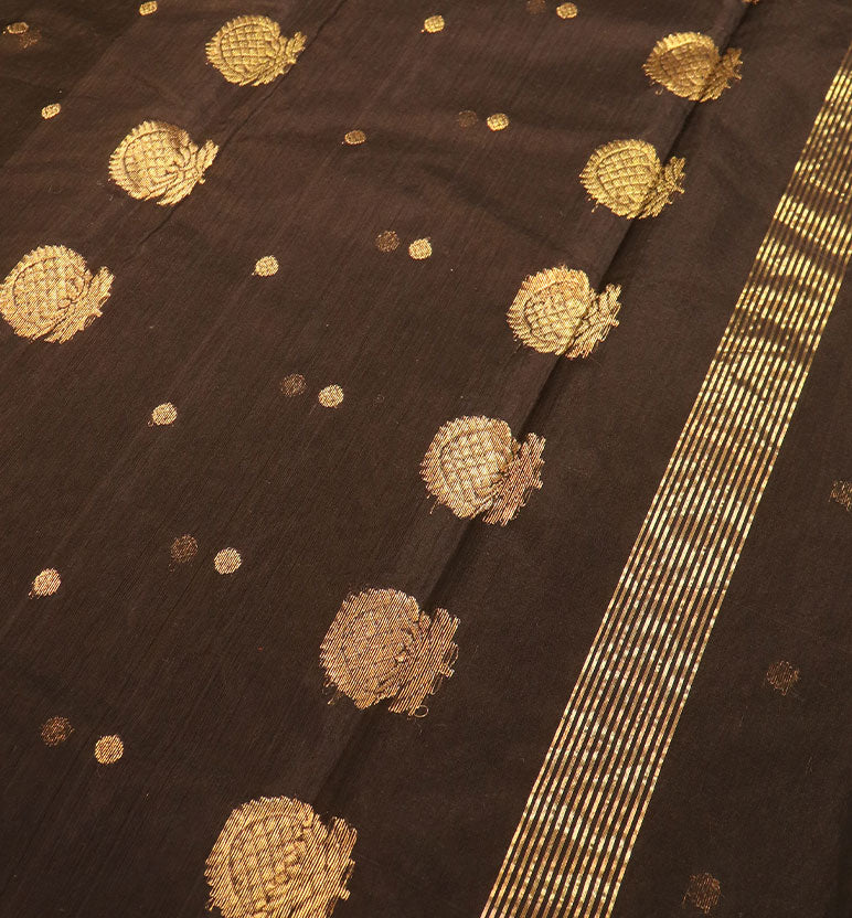 Handloom Chanderi Silk Mercerized Cotton Saree with Meena Booti