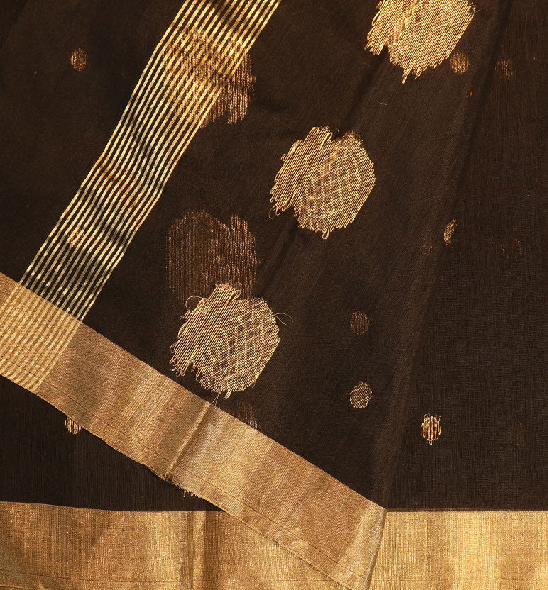 Handloom Chanderi Silk Mercerized Cotton Saree with Meena Booti