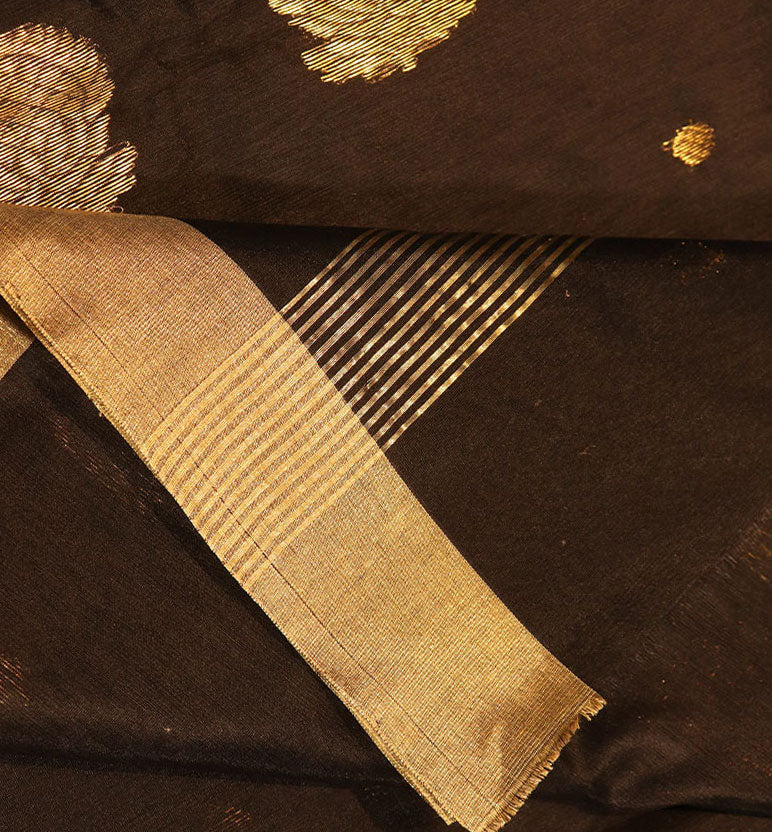 Handloom Chanderi Silk Mercerized Cotton Saree with Meena Booti