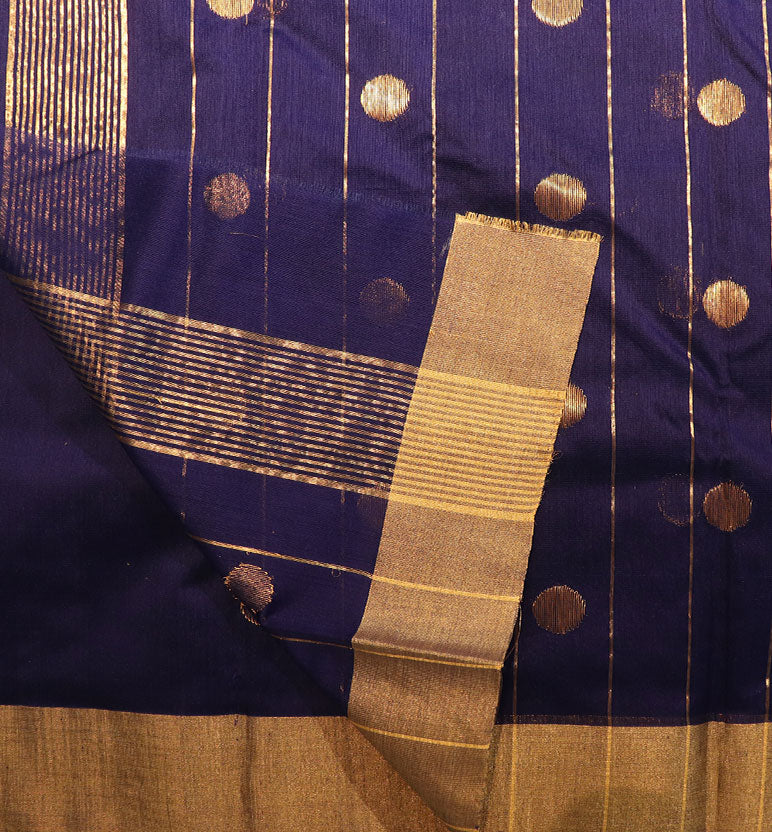 Handloom Chanderi Silk Mercerized Cotton Saree with Meena Booti