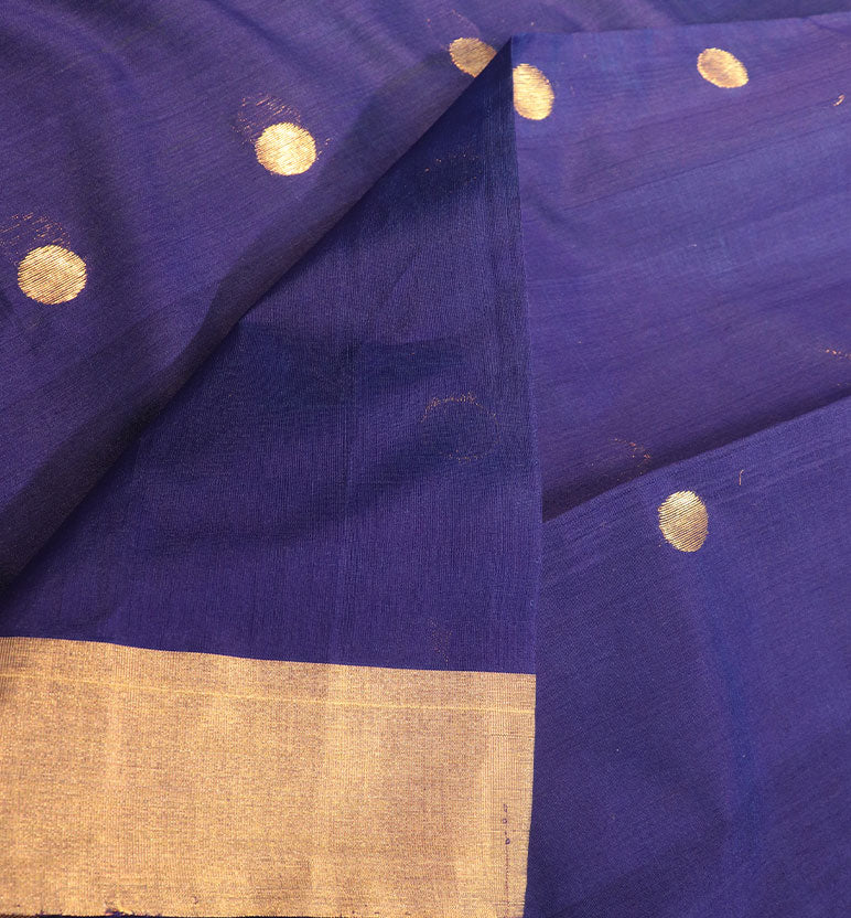 Handloom Chanderi Silk Mercerized Cotton Saree with Meena Booti
