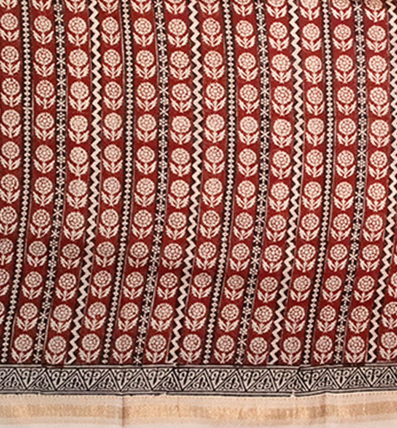 Bagh Print Maheshwari Cotton-Silk Saree – Hand Block Printed