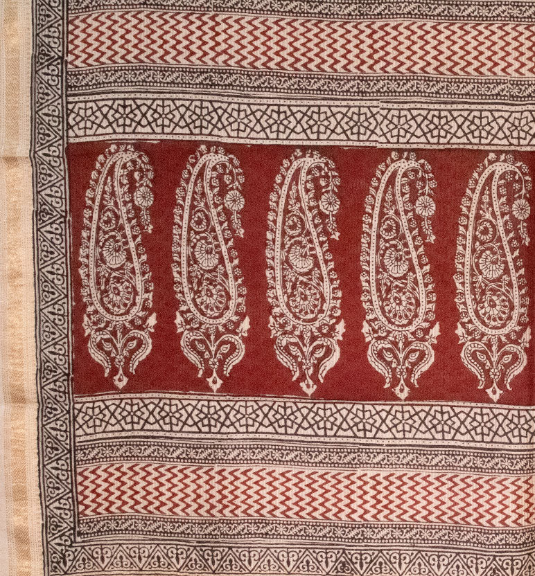Bagh Print Maheshwari Cotton-Silk Saree – Hand Block Printed