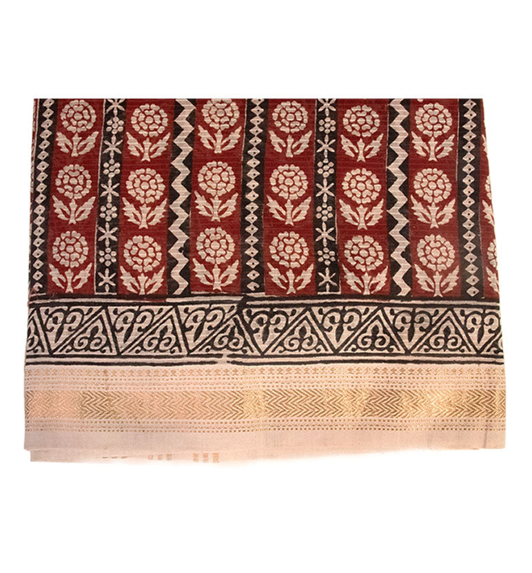 Bagh Print Maheshwari Cotton-Silk Saree – Hand Block Printed
