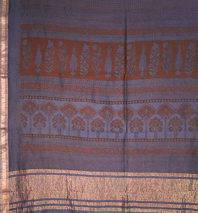 Bagh Print Maheshwari Cotton-Silk Saree – Hand Block Printed