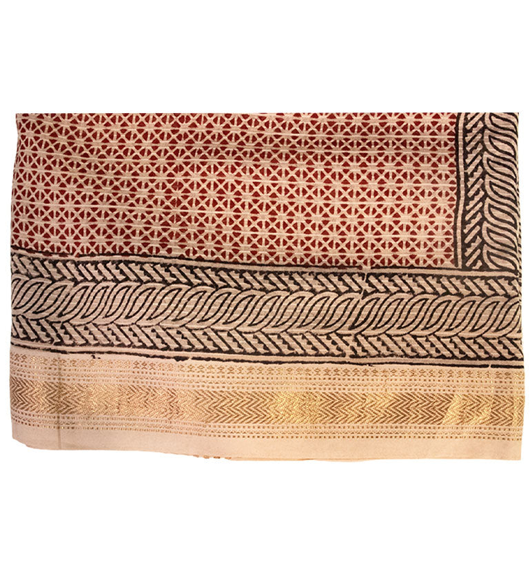 Bagh Print Maheshwari Cotton-Silk Saree – Hand Block Printed