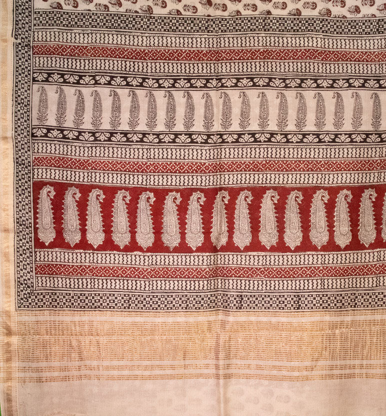 Bagh Print Maheshwari Cotton-Silk Saree – Hand Block Printed
