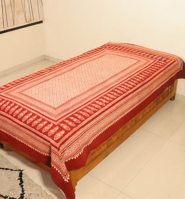 Hand Block Printed Bagh Cotton Single Bed Sheet