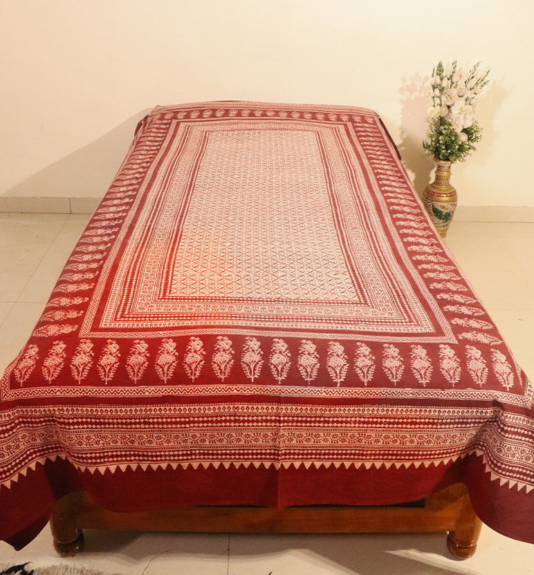 Hand Block Printed Bagh Cotton Single Bed Sheet