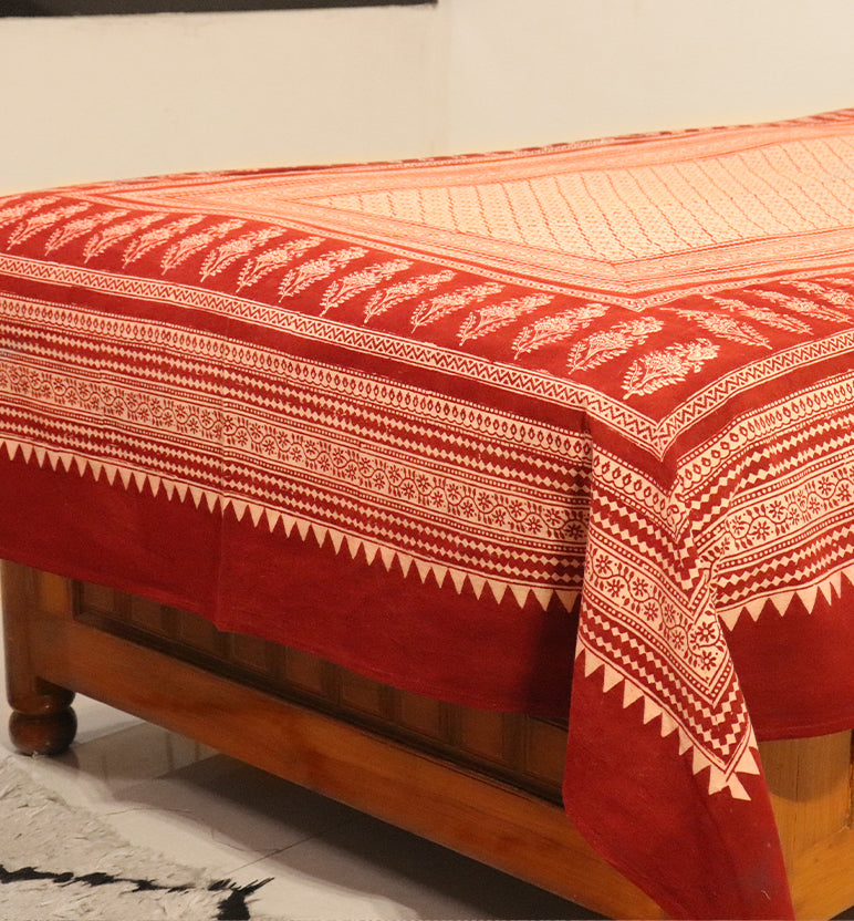 Hand Block Printed Bagh Cotton Single Bed Sheet