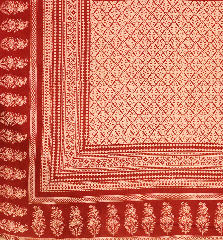 Hand Block Printed Bagh Cotton Single Bed Sheet