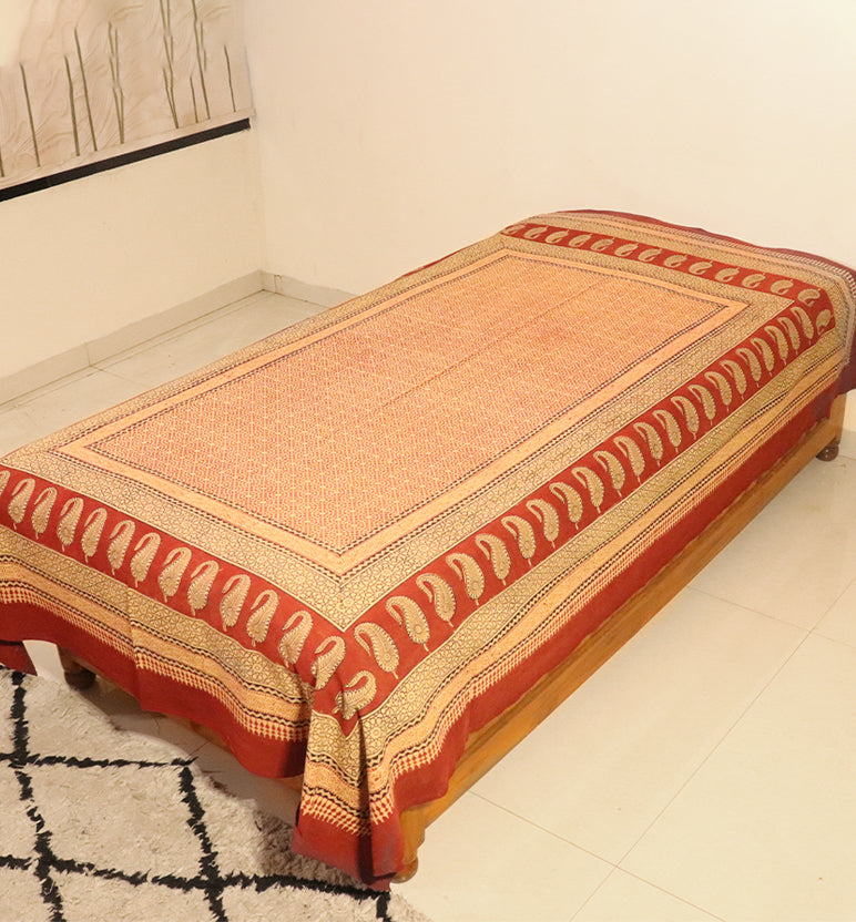 Hand Block Printed Bagh Cotton Single Bed Bed Sheet